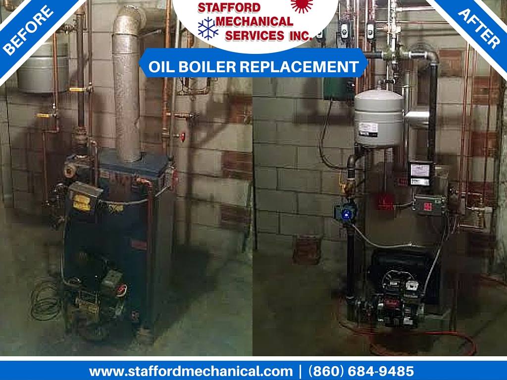 Before and after oil boiler replacement