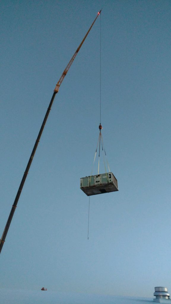 Crane lifting HCAV equipment