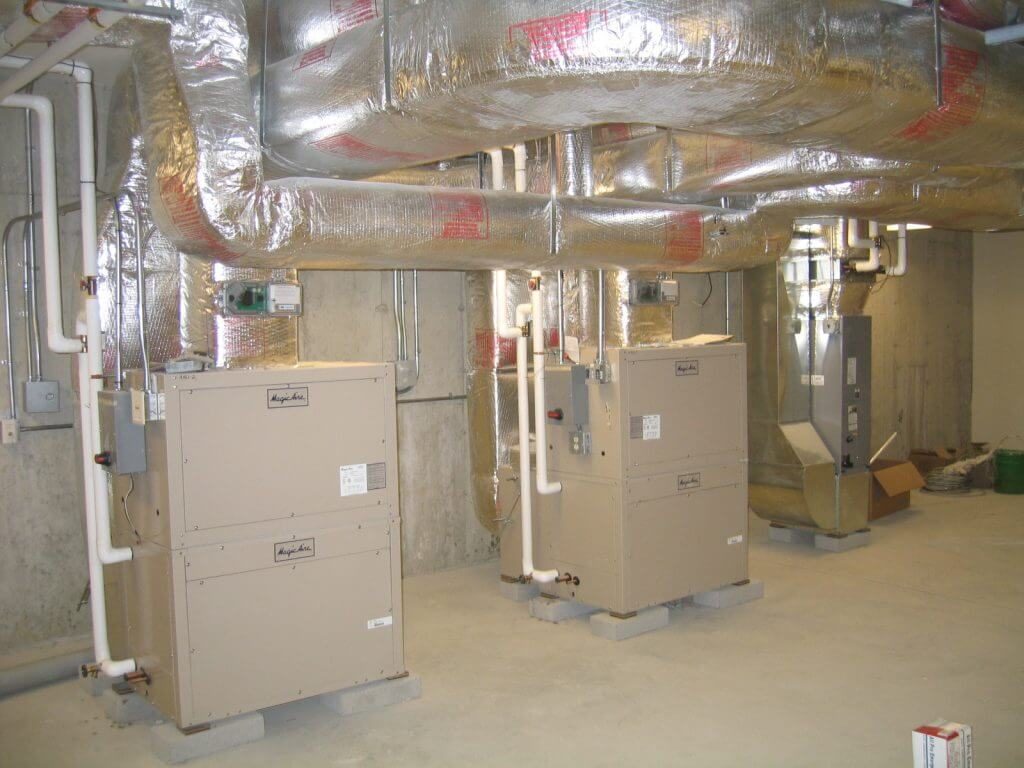 Comercial HVAC units in an HVAC room