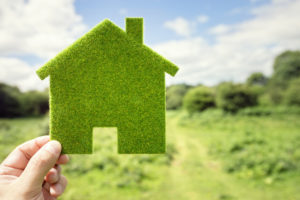 grass cutout in the shape of a house